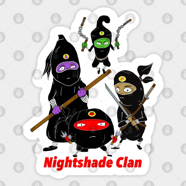 Nightshade Vegetable Ninja Clan Sticker by JonnyVsTees